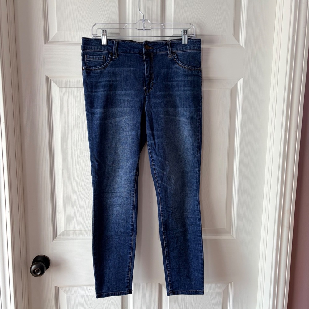 d.jeans Womens Dark Wash Skinny Jeans Size 12 Stretch Denim Mid Rise Blue